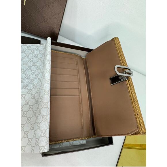 RARE GUCCI Python Continental Wallet – Honey Exotic Leather w/ Box & Dust - Picture 3 of 8
